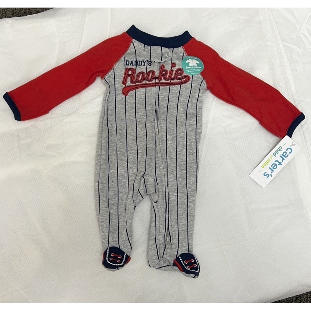 Baby Boy Carter's Sleeper Pajamas Footed Sleeper Preemie Baseball 2 Way Zipper